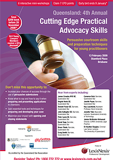 Queensland: 4th Annual Cutting Edge Practical Advocacy Skills 