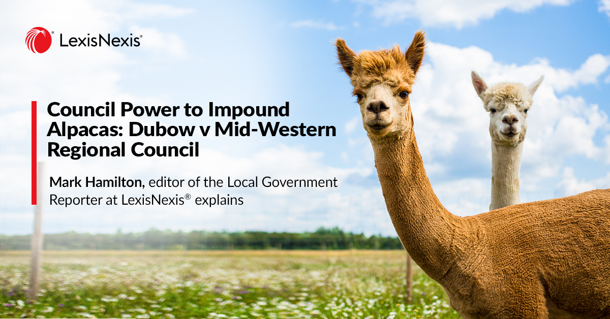 Council Power to Impound Alpacas: Dubow v Mid-Western Regional Council