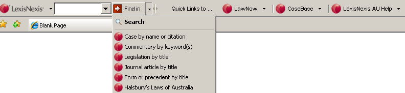 toolbar - search LexisNexis Australia